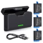 Battery 3-Pack(2250mAh)+3-Channel USB Quick Charger for Gopro Hero 9 10 11 12