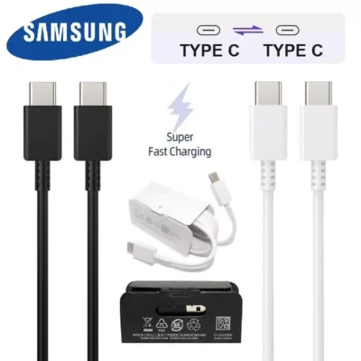 Genuine Samsung Super Fast Charger Cable USB Type-C To C Lead Black / White